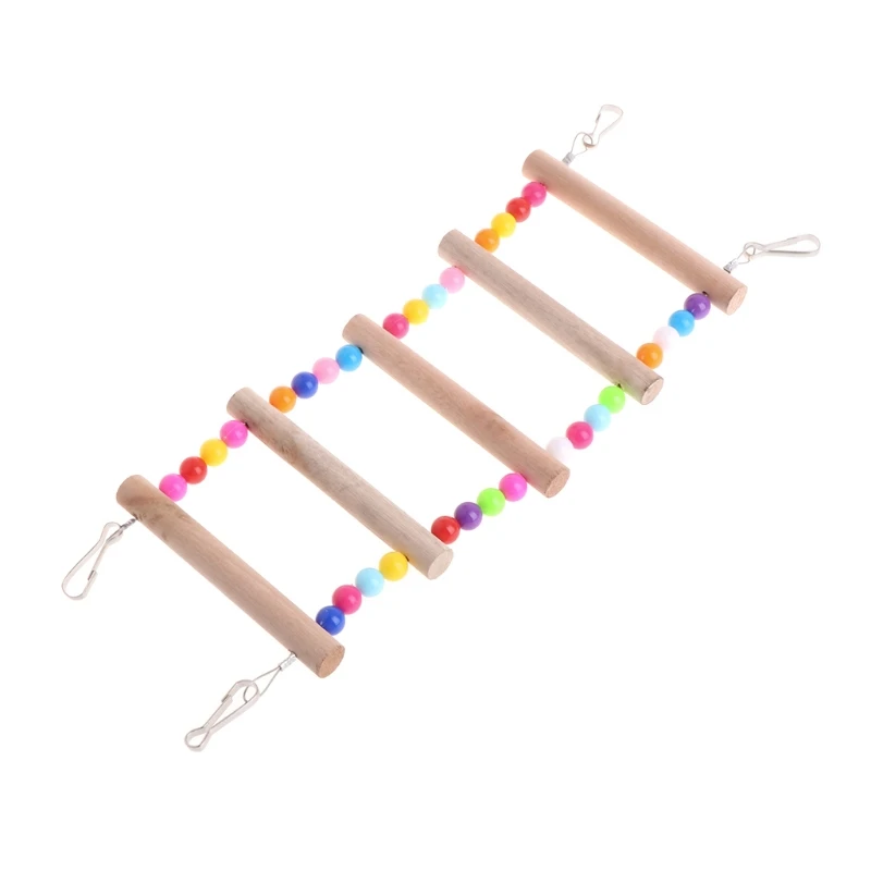 

Birds Pets Parrots Ladders Climbing Toy Hanging Colorful Balls With Natural Wood