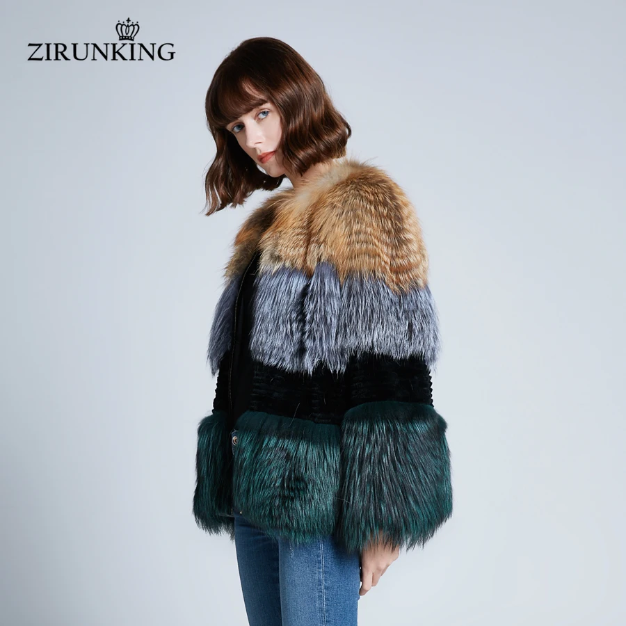 ZIRUNKING женская натуральная черно-бурая лиса шуба женская толстая куртка из натурального Лисьего меха женская теплая зимняя меховая верхняя одежда ZC1928