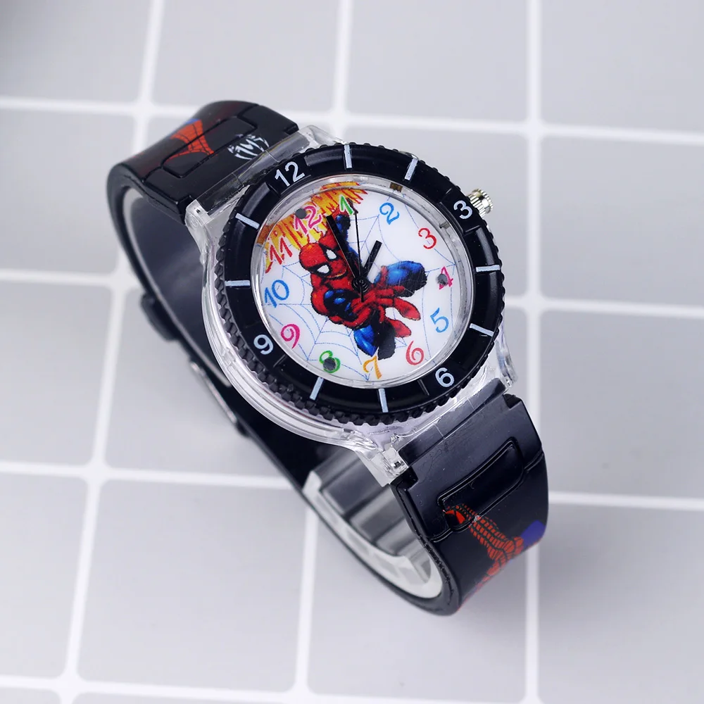 

New Super Hero Cartoon Flash Light Children Watches with music Rubber Strap Cute Kids Watch for Boy Clock reloj infantil