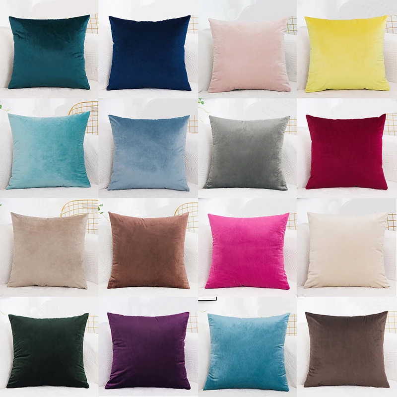 Роскошный бархатный чехол для подушки 40x40, наволочка, зеленая, желтая, розовая, синяя искусственная декоративная наволочка для дивана
