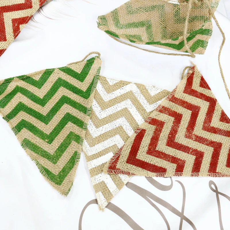 3 м 12 флагов/набор волнистый шеврон флаг баннер ручной работы винтажные джутовые