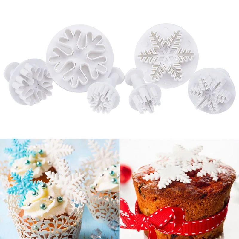 

3pcs/set Christmas Snowflake Plunger Cutters Mold Fondant Cutter Sugarcraft Cake Decorating Tools DIY Cookie Biscuit Baking Tool