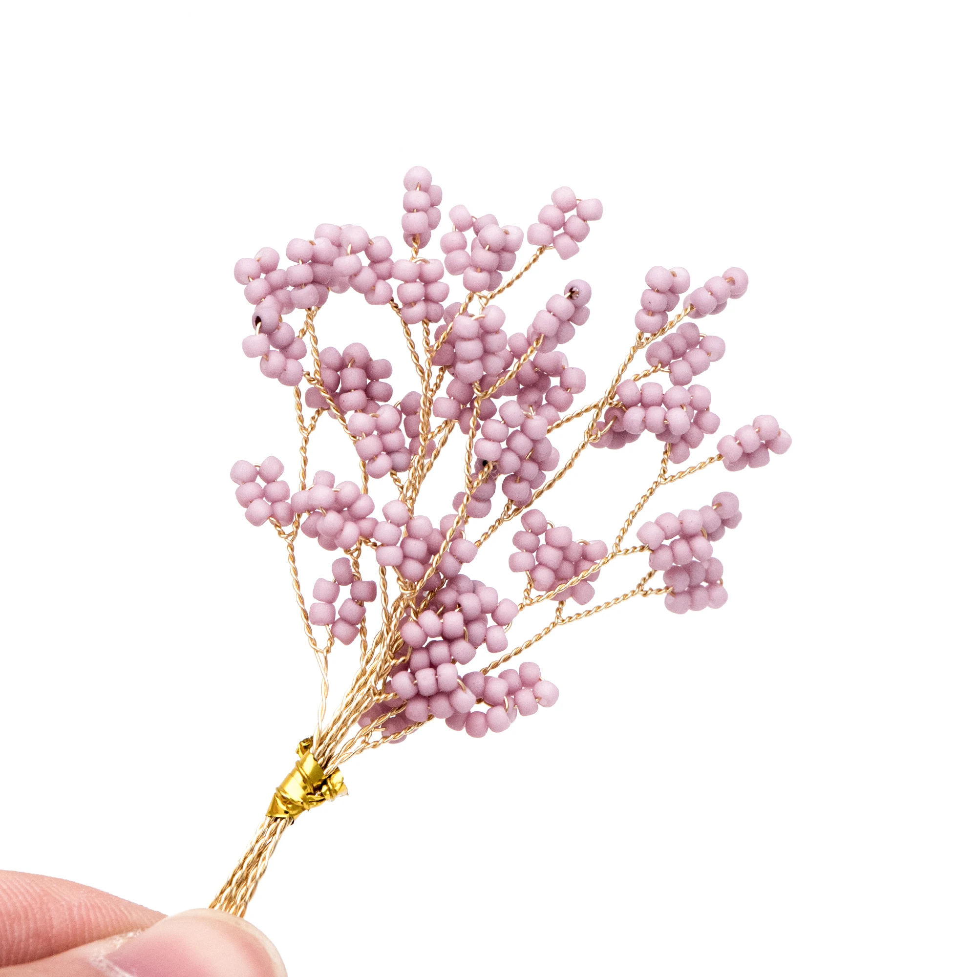 

10 шт. бусины в форме листьев на золотой проволоке, цветочные кисточки, аксессуары для волос, семена стеклянных бусин, фиолетовая (искусствен...