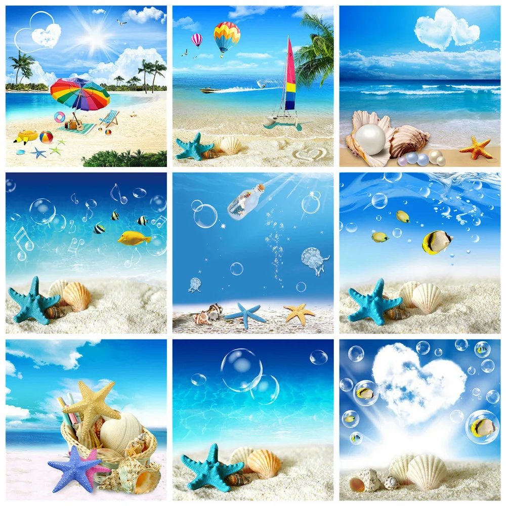 

Huacan 5D DIY Diamond Painting Seaside Sandy Beach Diamond Embroidery Mosaic Landscape Creative Hobbies