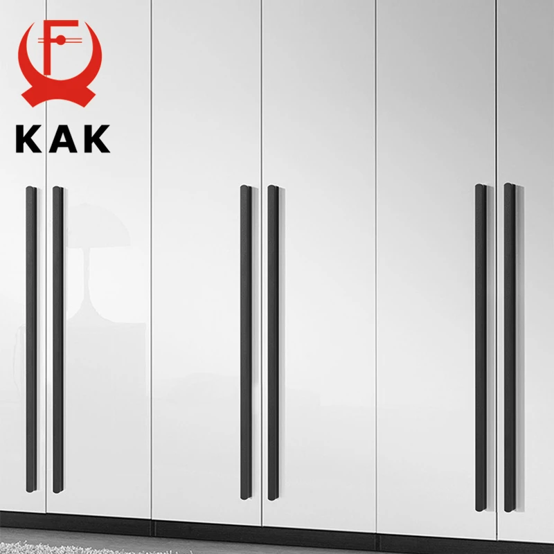 Ручки для мебели KAK модные черные длинные кухонные ручки из алюминиевого сплава