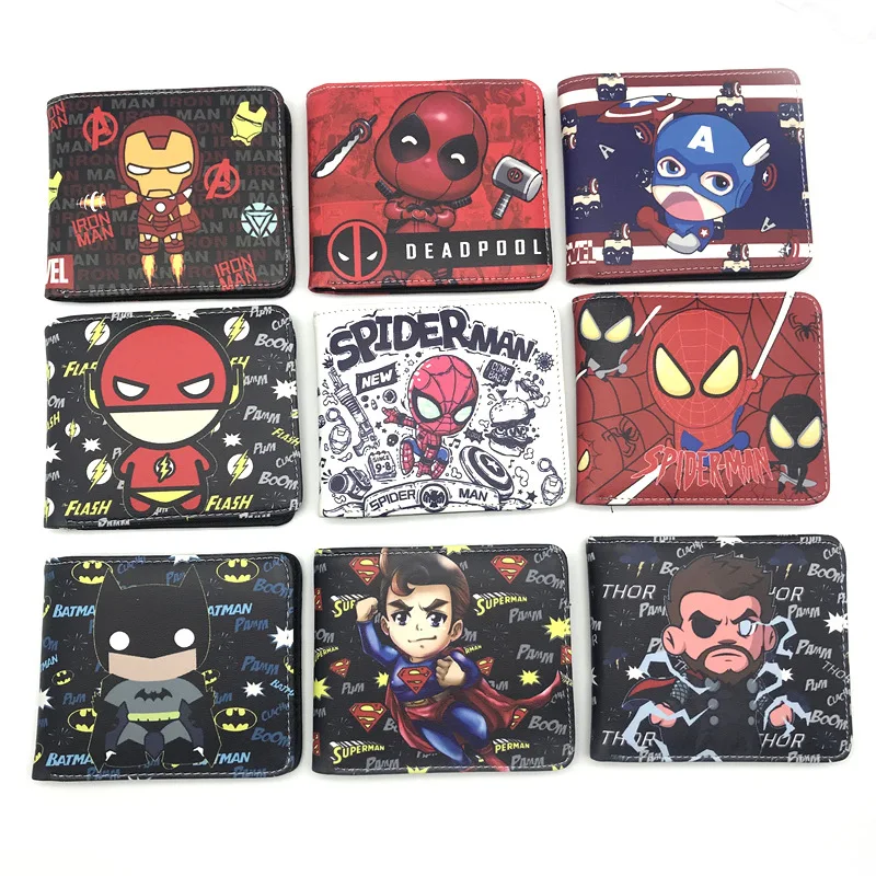 Disney Marvel Wallet Spiderman Captain America Super Heroes Men's Short Fold Coin Purses Children Boys Gifts | Багаж и сумки