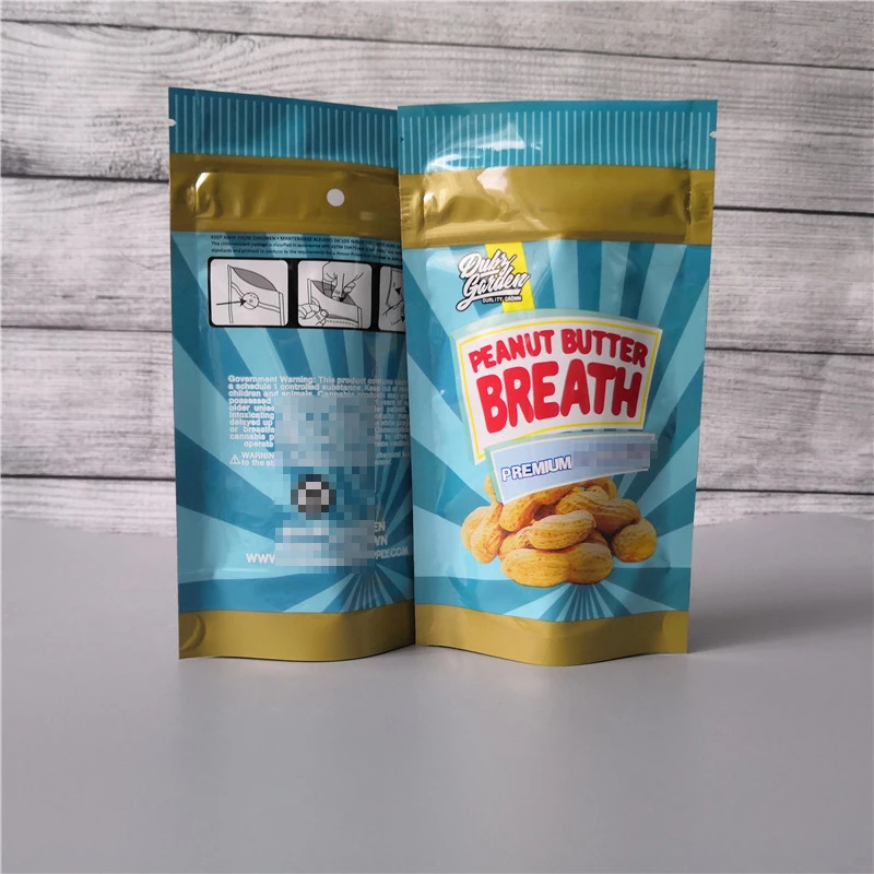 

Peanut Butter Breath Smell Proof Mylar Bags with Ziplock Stand Up Pouch Packaging Bags