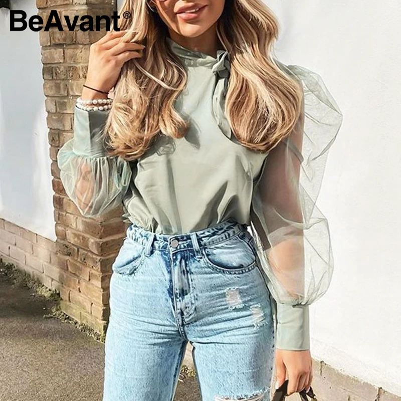 Женская блузка с галстуком бабочкой BeAvant Элегантная длинными рукавами из газовой