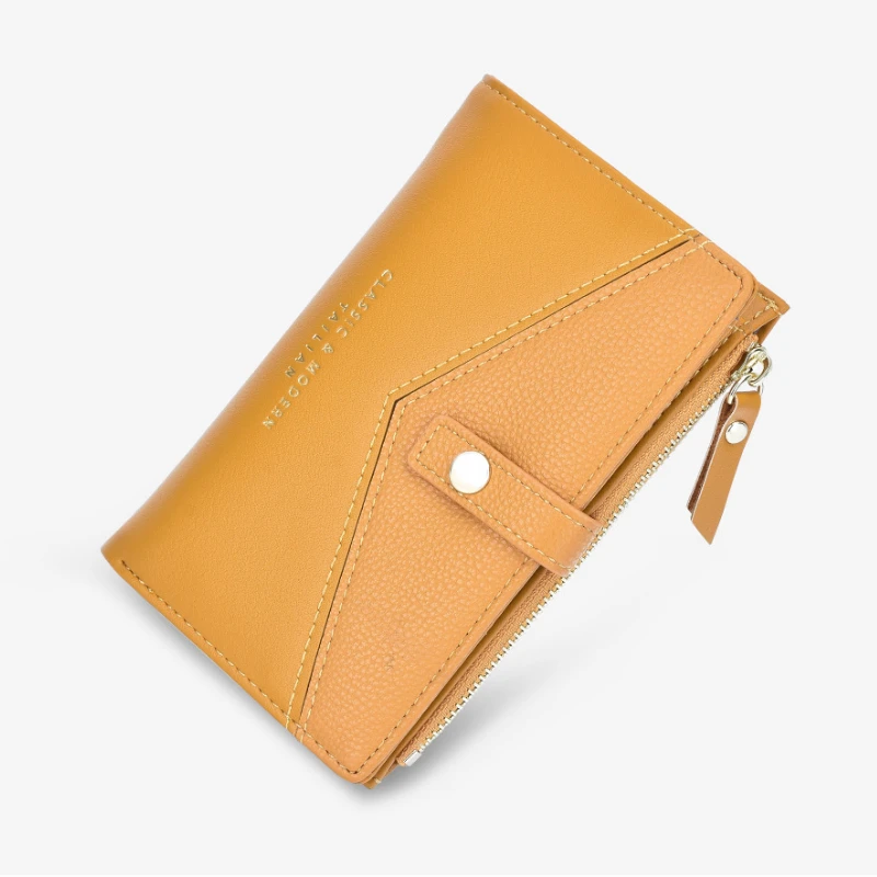 

New Leather PU Ladies Wallet Short Casual Female Lychee Pattern Stitching Fashion Women Wallet Portable Pocket Purse