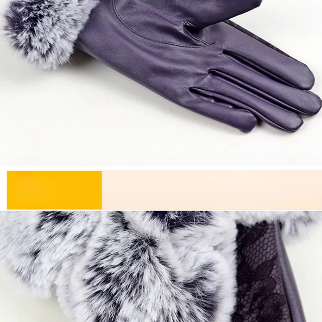 

Autumn New Female Winter Velvet Cashmere Full Finger Warm Lace Gloves Women Warm Using Phone Touch Screen Gloves#y30