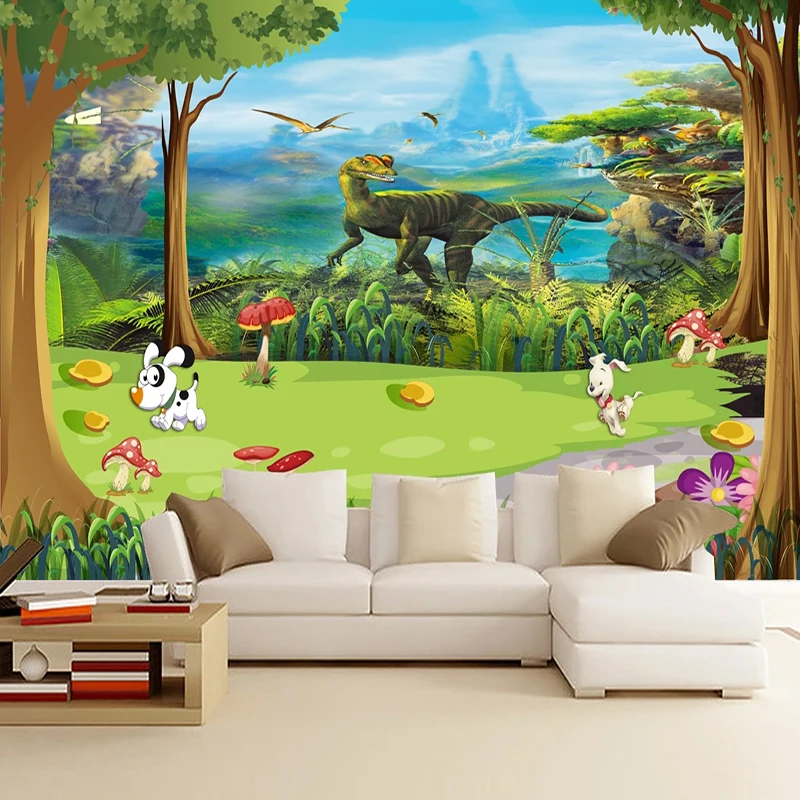 Пользовательские 3D мультфильм красивый лес динозавр обои Гостиная Детская