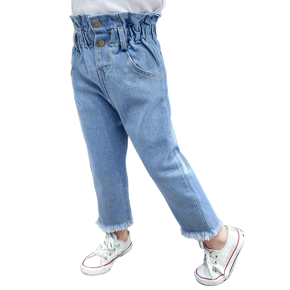Джинсы для девочек однотонные джинсы Детские демисезонные Повседневная