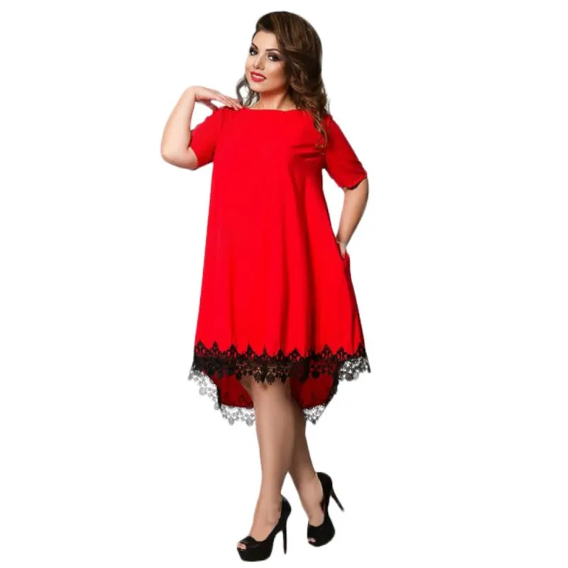 X летнее платье для женщин Vestido кружевное платье с коротким рукавом для девочек с круглым вырезом модный костюм одежда L-6XL плюс размер милый Саша сапфир