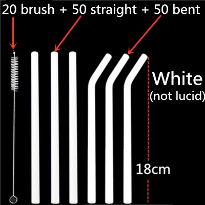 100 straw - 20 brush 100 шт многоразовые стаканы для питья 18 см х 8 мм для смузи, чая, сока- 10 упаковок с 20 щетками для чистки - Цвет: 100 straw - 20 brush