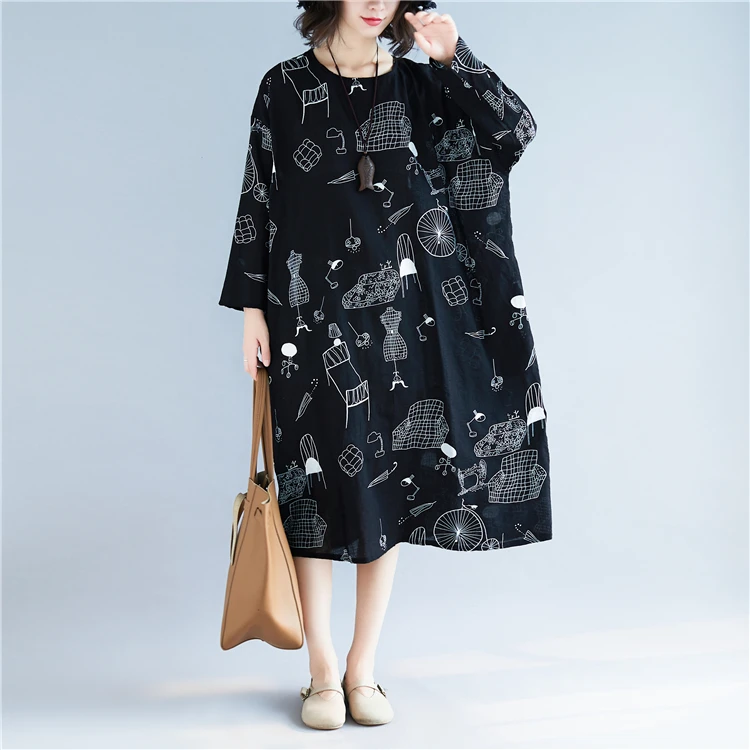 

COIGARSAM National Wind Cotton Linen Women dress Dresses 2184