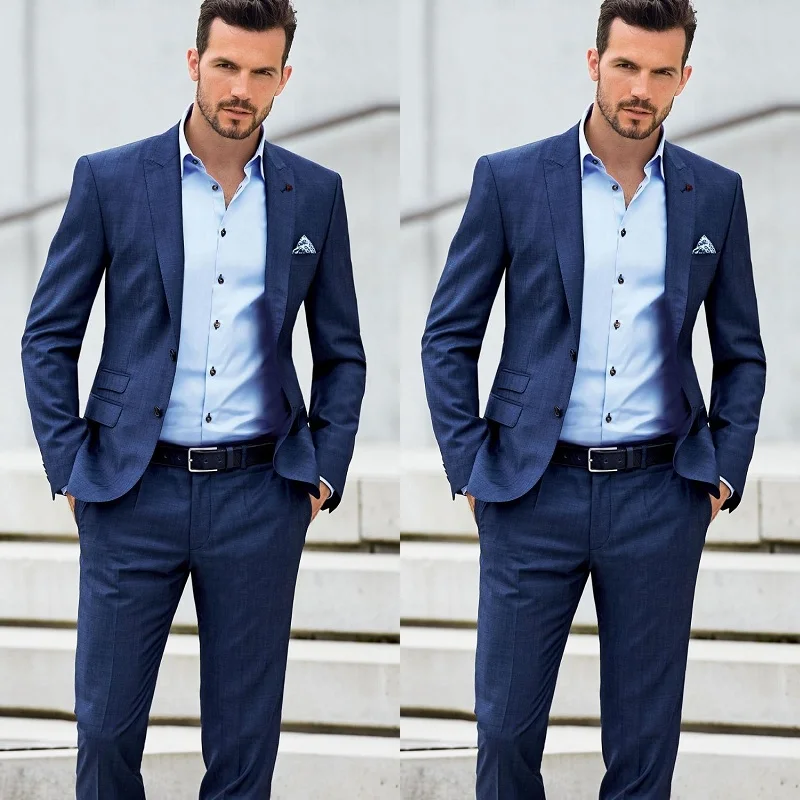 Темно синие пляжные смокинги для жениха мужские свадебные костюмы на двух