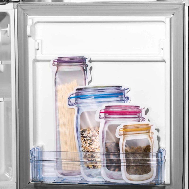 

48PCS Mason Jar Storage Bag Lock Mason Bottle Bags Snack Organizer Grains Sugar Storage Bags Kitchen Storage Tool