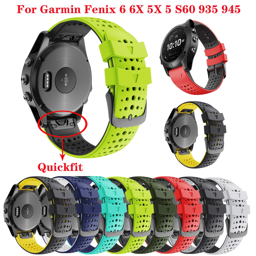 

JKER 26 22MM Quick Release Watchband Strap for Garmin Fenix 6 6X Fenix 5 5X 3 3 HR 935 Watch Silicone Easyfit Wrist Band Strap