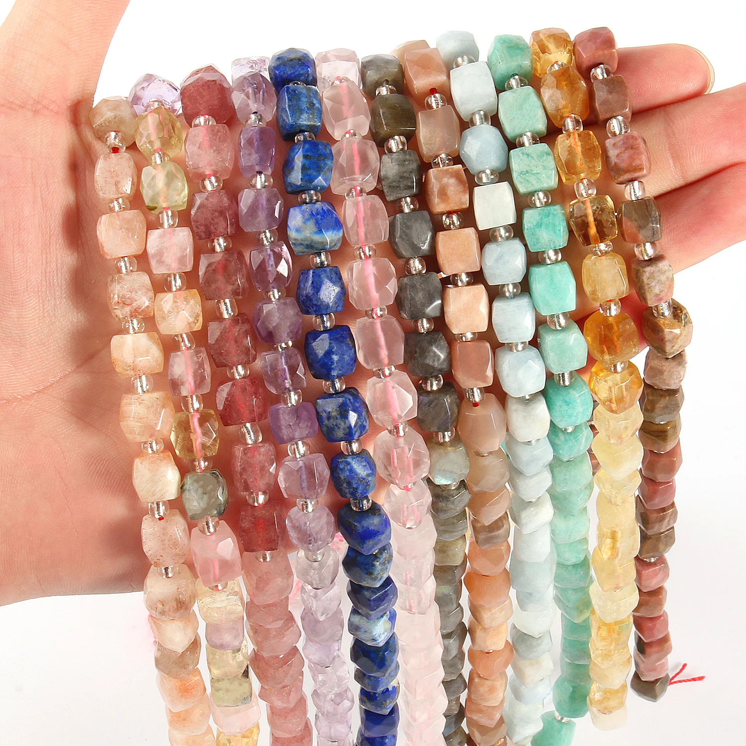 

8mm Natural Stone Octagonal Column Shape Amazonite Sunstone Lapis Lazuli Quartz Loose Beads for Jewelry Making DIY Bracelet 15''