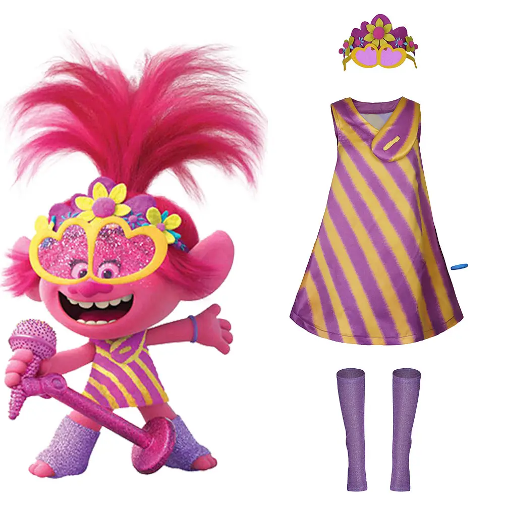 NEW Children Anime Trolls 2 World Tour Poppy Cosplay Costume Women Dress Outfits Halloween Carnival women clothing | Тематическая