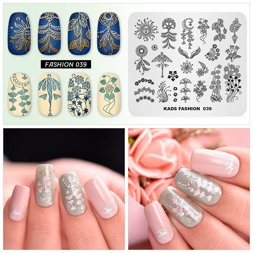 KADS Fashion 039 pattern nail stamp templates nail art stamping Plate Image Template Tools For printing DIY Manicure Stencils