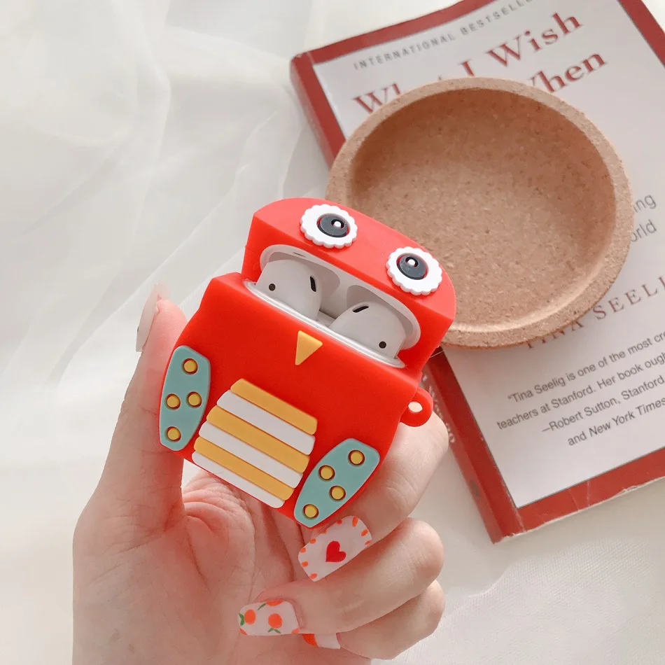 492 Earphone Case For Airpods 2 Case Silicone Bear Cat Pig Cartoon Headphones Cover For Apple Air pods 1 Case For Earpods Key ring - Цвет: 492