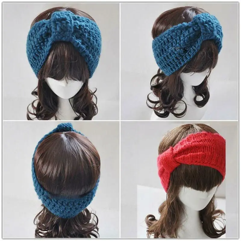

US Women Weave Cross Knitted Headbands Head Warp Headwear