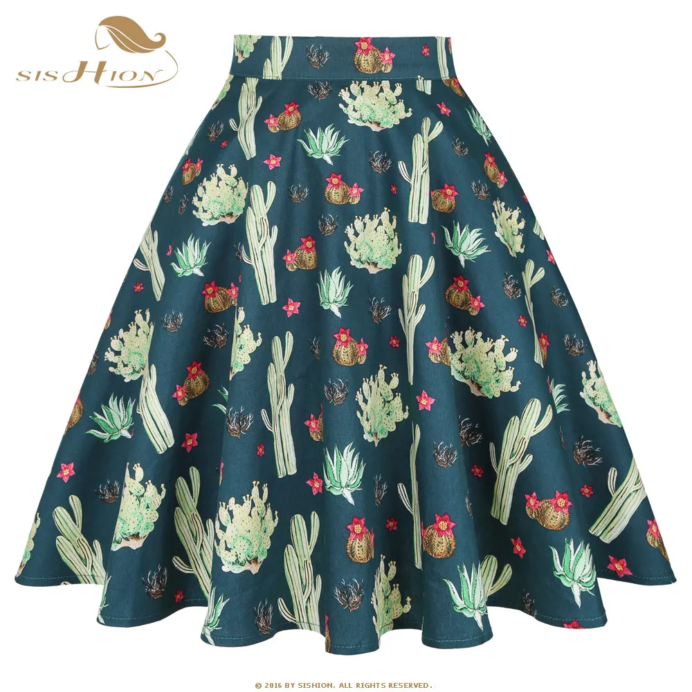 SISHION женские юбки с принтом лимон желтые лимона высокая талия 50s качели рокабилли