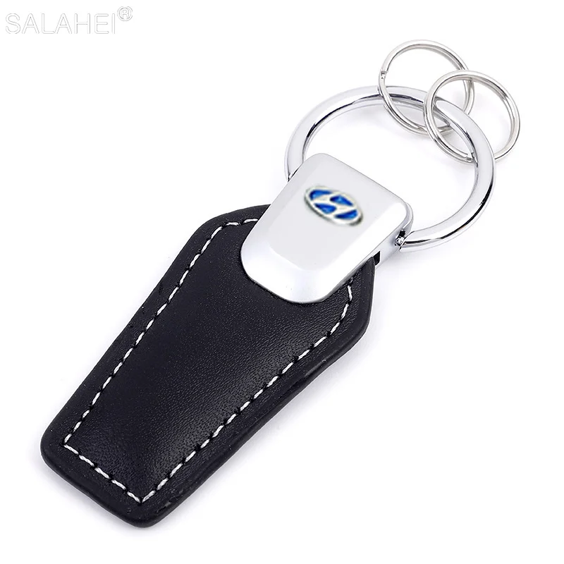 

Leather Alloy Lanyard Car Keychain Silver Buckle Fit For Hyundai Venue Accent Elantra Sonata Kona Tucson i10 IX35 i20 i40 Getz