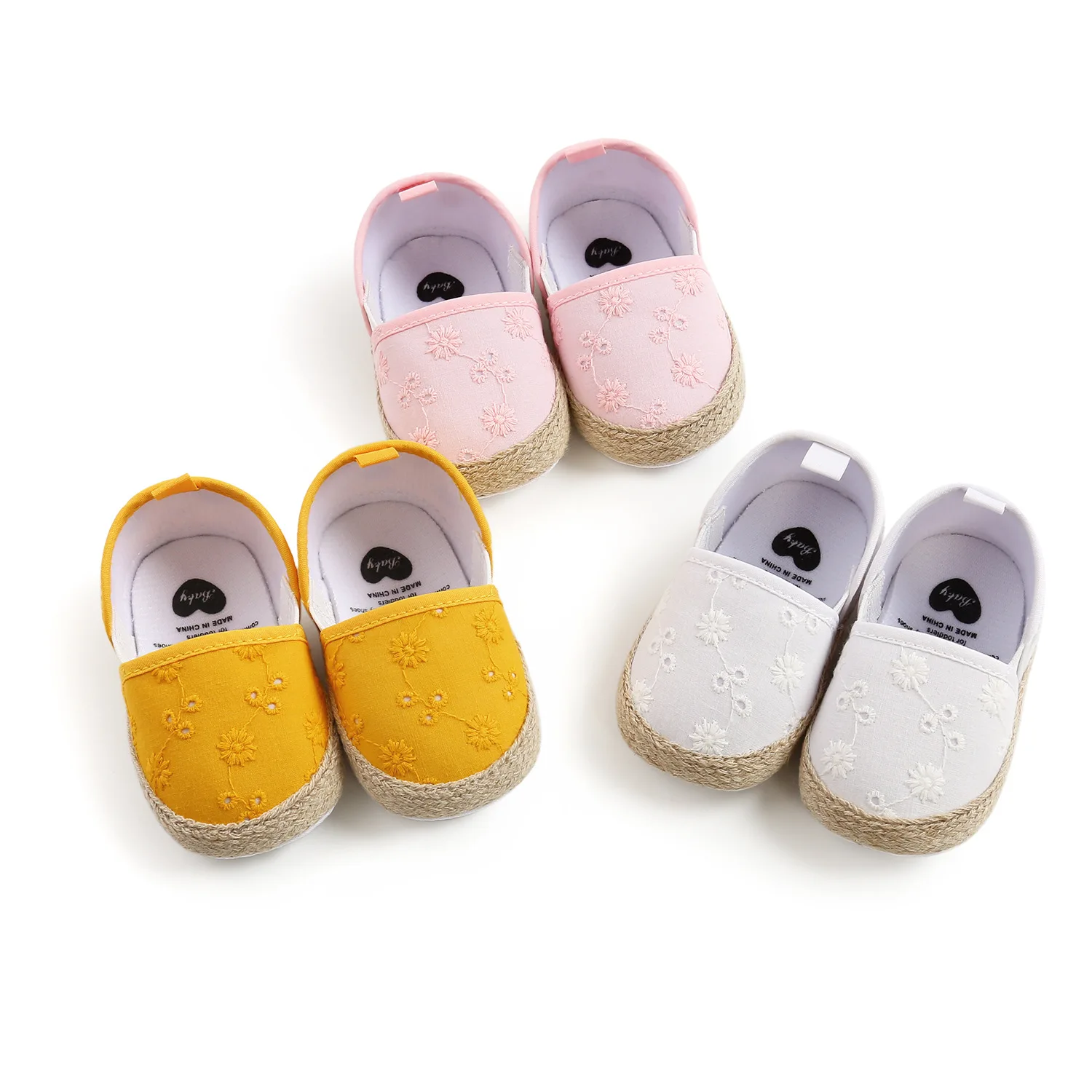 

Spring Autumn Baby Girls Loafers Soft Sole Infant Toddler First Walkers Crib Shoes Solid Color Embroidery