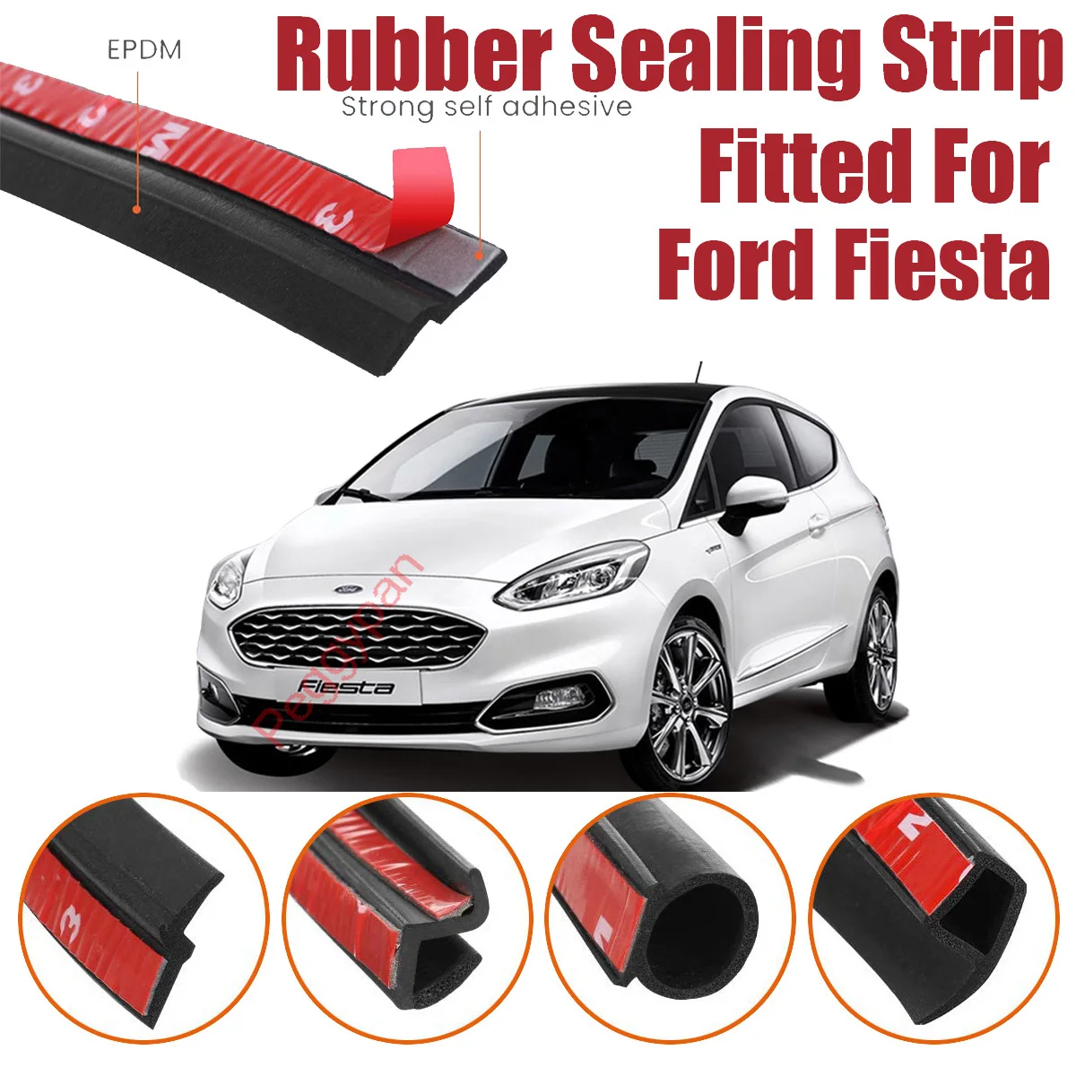 Door Seal Strip Kit Self Adhesive Window Engine Cover Soundproof Rubber Weather Draft Wind Noise Reduction Fit For Ford Fiesta