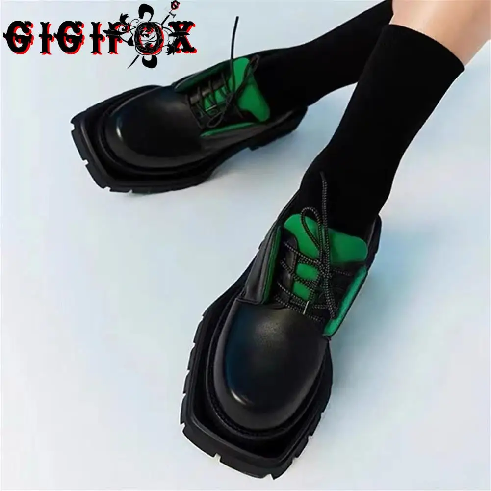 

Женские лоферы на массивной подошве GIGIFOX, черные удобные повседневные туфли-лодочки на платформе с массивным каблуком, 2021