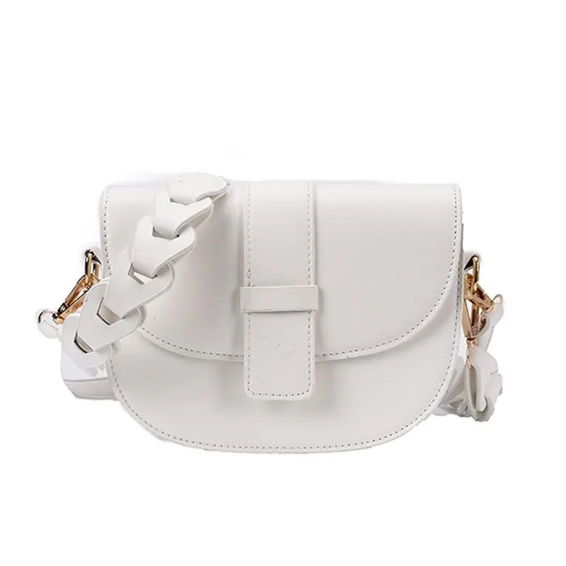 

Cute Design Wave Handle PU Leather Small Saddle Crossbody Bags For Women 2021 Summer Fashion Shoulder Handbags And Purses