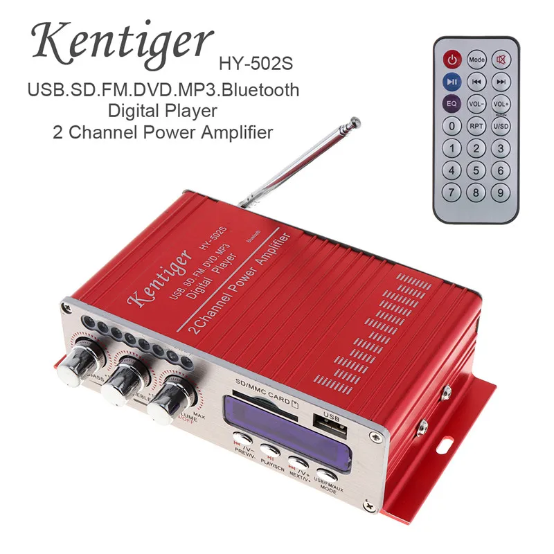 Kentiger HY 502S DC 12V Mini усилители Bluetooth наушники Amp SD/USB Play FM радио с дистанционным