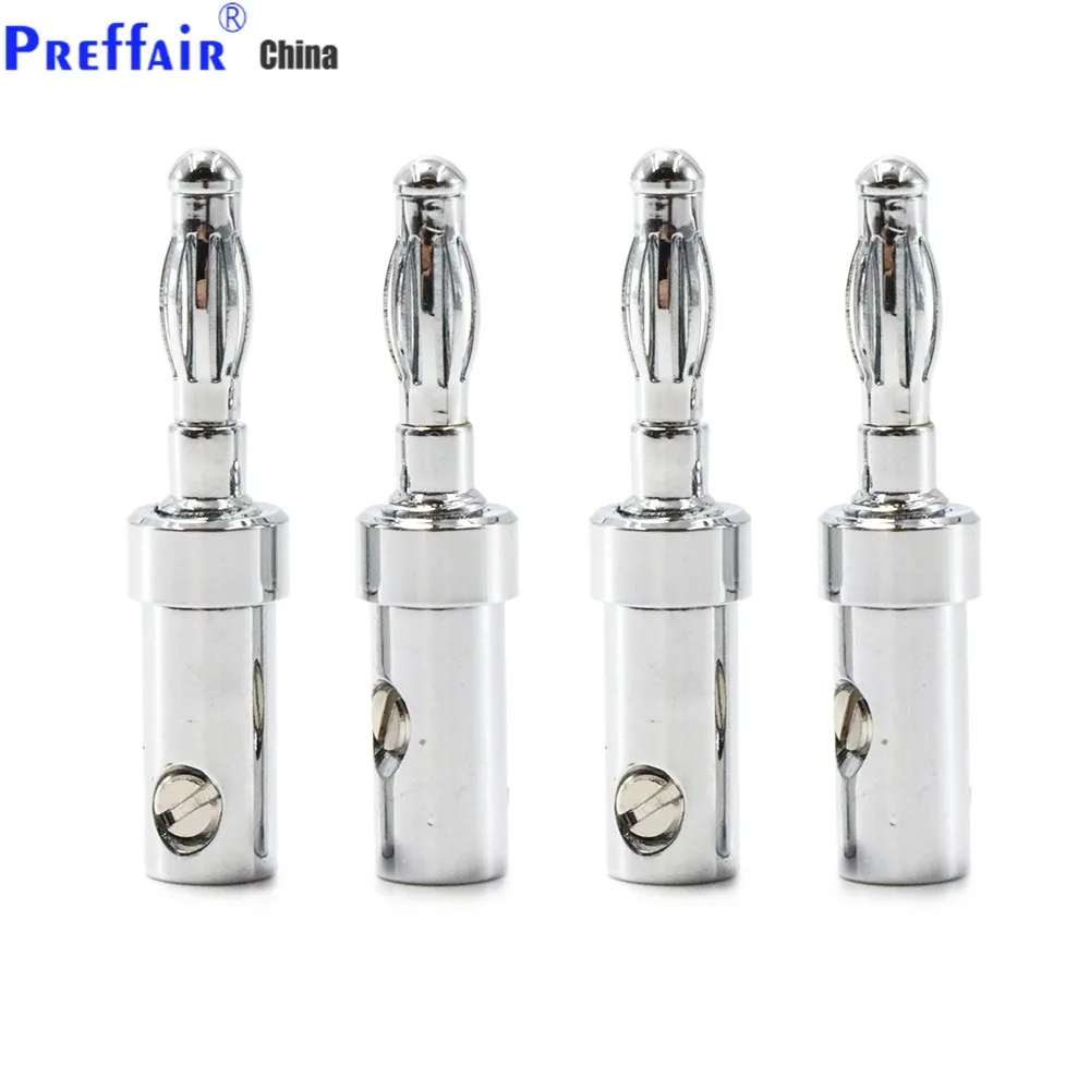 

Preffair BA1429 8Pcs Rhodium Plated Audio Grade Speaker Cable Connectors Banana plug without logo