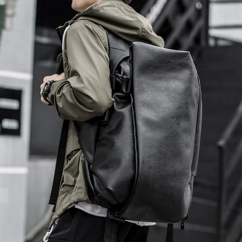 Модный мужской рюкзак черный ПВХ чехол дорожная сумка для ноутбука 15 дюймов