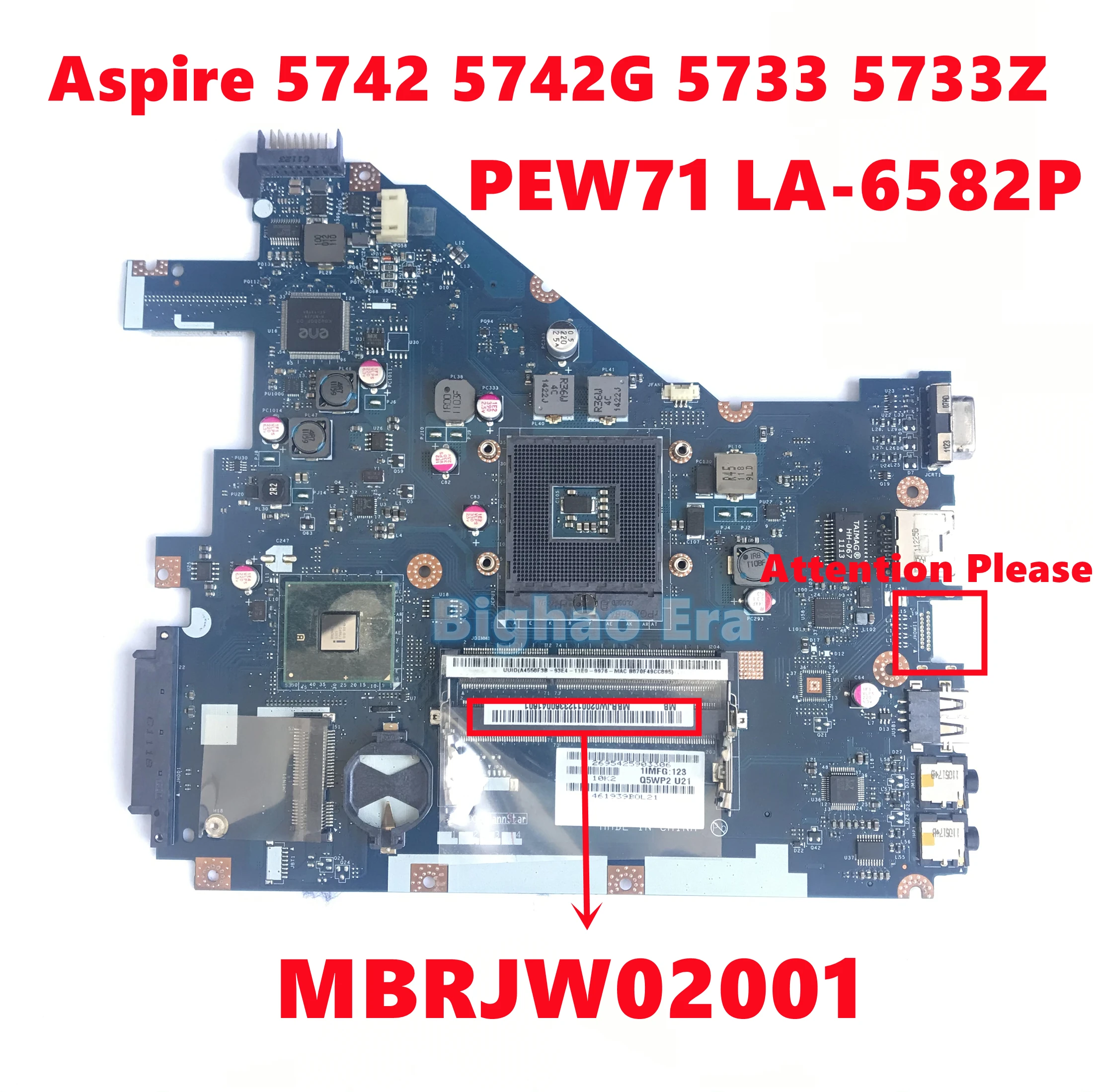 

MBRJW02001 MB.RJW02.001 For Acer Aspire 5742 5742G 5733 5733Z Laptop Motherboard PEW71 LA-6582P Mainboard DDR3 HM55 Fully Tested