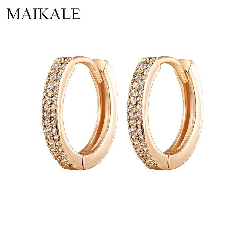 Женские круглые серьги MAIKALE из розового золота 585 пробы с искусственным