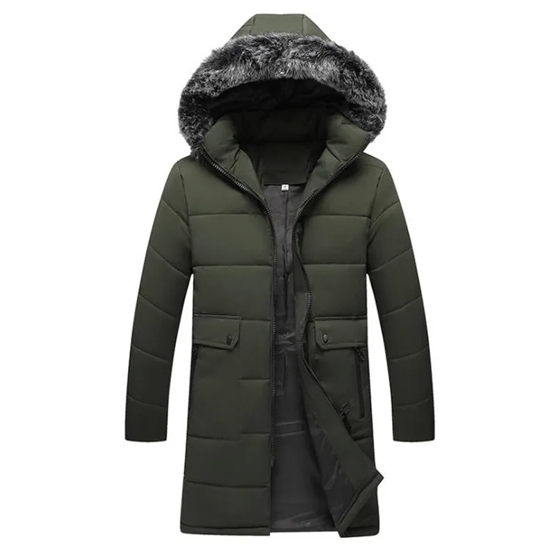 

Winter men's down jacket thick warm jacket long casual hooded men's cotton jacket plus size coat m-6xl