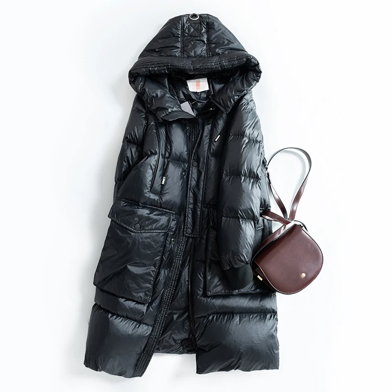 Женский зимний пуховик пальто на 90% белом утином пуху новая женская зимняя куртка