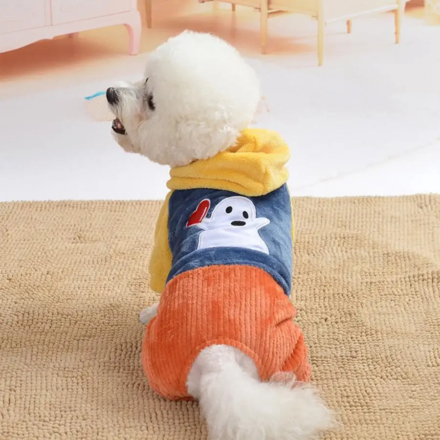 Теплая одежда с капюшоном для собак фланелевая домашних животных на Хэллоуин