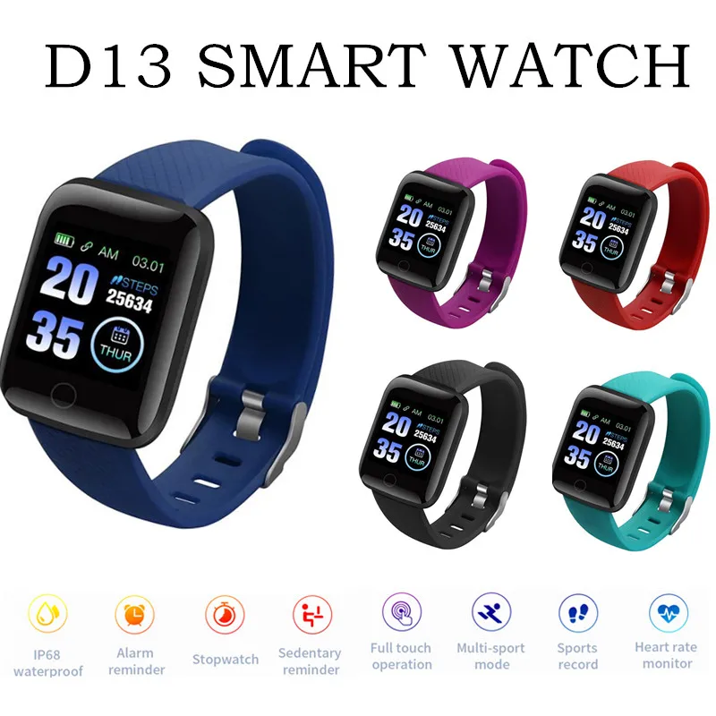

116plus Smartband Health Sport Band 5 Fitness Tracker Heart Rate Blood Pressure IP68 Android Watches D13 Smart Watch 2020 M4 M5