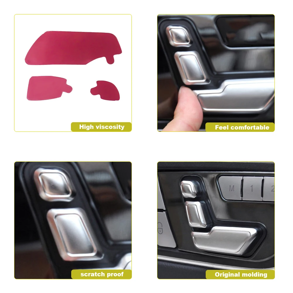 6 шт. Автомобильная регулировка сиденья кнопки обрамление с хромированной