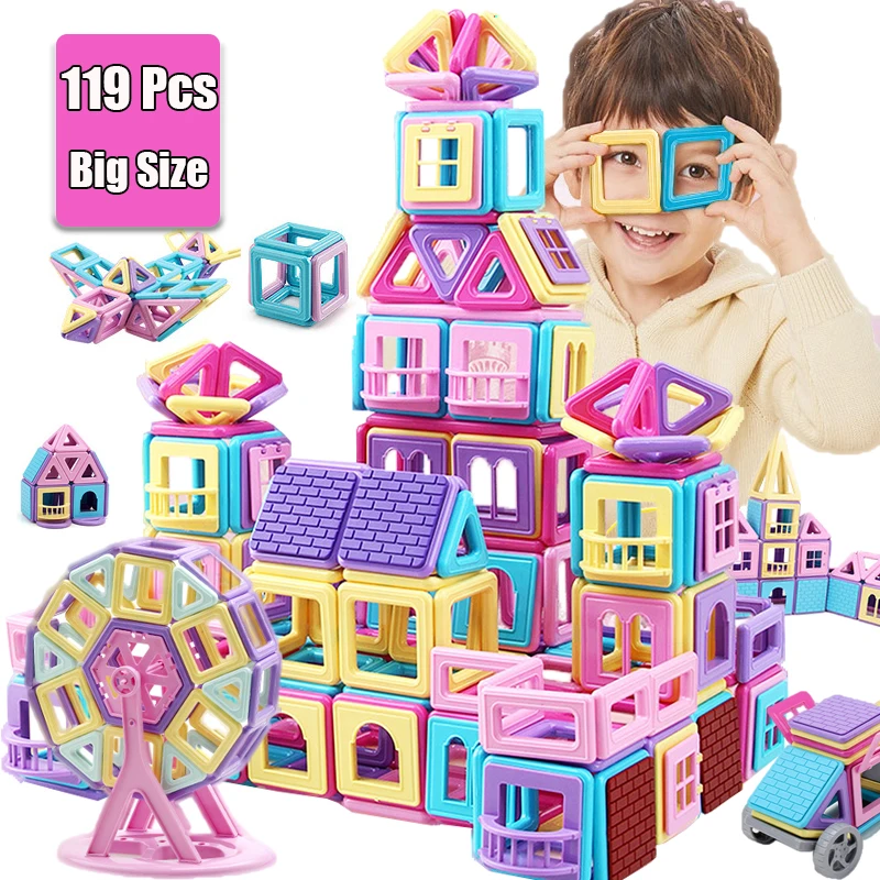 

184Pcs Mini Magnetic Blocks Designer Construction Set Model & Building Toy Plastic Magnetic Blocks Educational Toys For Kids Gif
