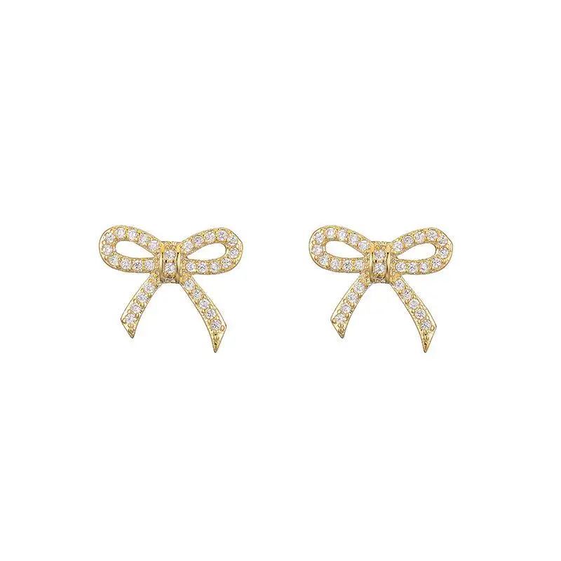 

Surflove 2021 Bow Earrings Gold-Plated Zircon Earrings Fashion Temperament Sweet Earrings Party Engagement Wedding Jewelry