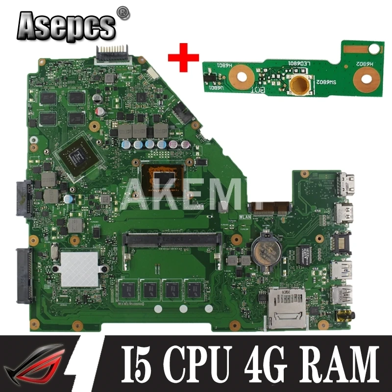 

Akemy X550CC Laptop motherboard For Asus X550CC A550C X550CL R510C original mainboard 4GB-RAM I5-3337U/I5-3317U GT720M