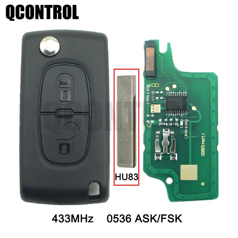 Пульт дистанционного управления QCONTROL для CITROEN C2 C3 C4 C5 Berlingo Picasso (CE0536 ASK/FSK 2 кнопки