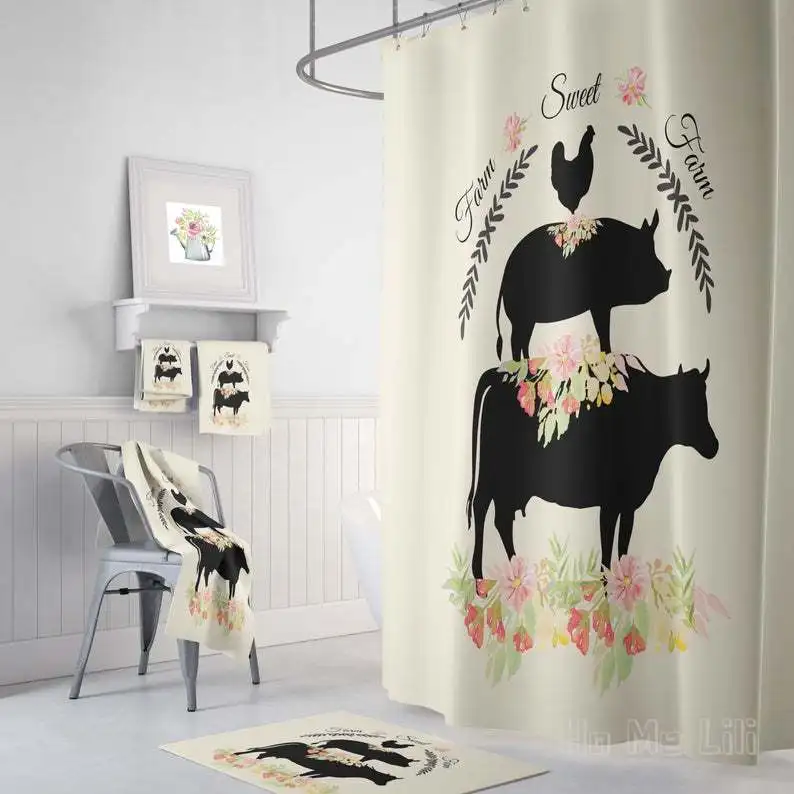 

Farmhouse Shower Curtain Stacked Animals