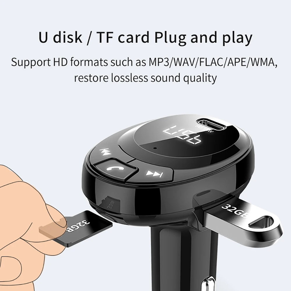 AOSHIKE автомобильный fm передатчик Bluetooth 5 0 mp3 плеер Быстрая зарядка 3.1A адаптер