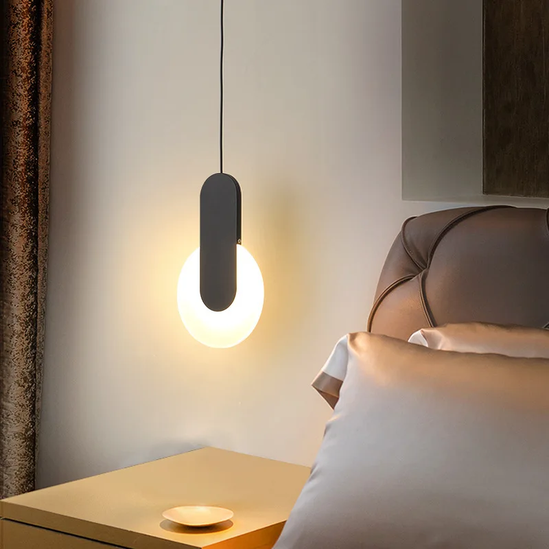

Nordic Classic Bedside LED Pendant Lamps Designer Black for Bedroom Table Living Room Hanging Home Decoration Indoor Lighting